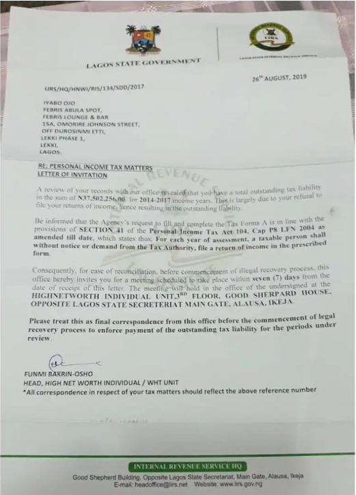 Iyabo Ojo was heavily taxed in 2019