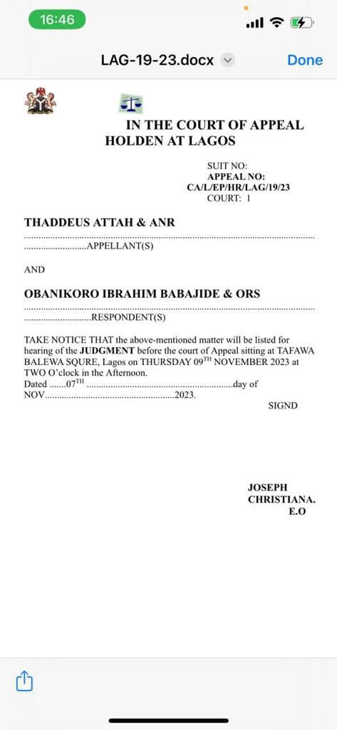 WhatsApp Image of court docs