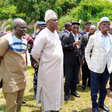 The Minister of the FCT, Mr Nyesom Wike (middle), during inspection visit to Usuma Dam on Thursday