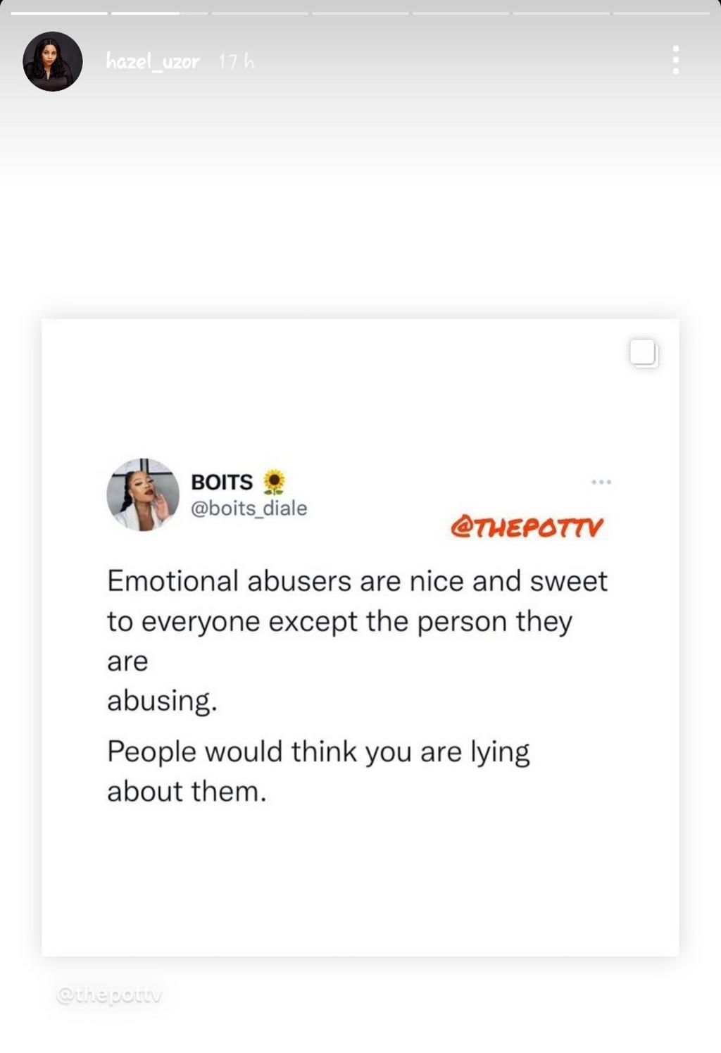 OAP Nedu’s ex-wife shares cryptic post about emotional abusers [Instagram]