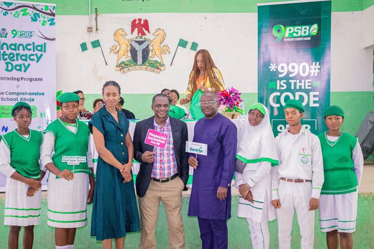A cross-section of Students of Government Secondary School, Tundu Wada, Abuja; Head, Human Resources, 9 Payment Service Bank, Alex Ohai; Executive Director, Finance and Banking Operations, 9PSB, Nasiru Isyaku; Assistant Director/ Desk Officer Clubs and...