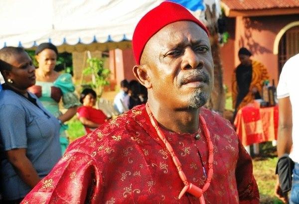 Nkem owoh on the set of a movie