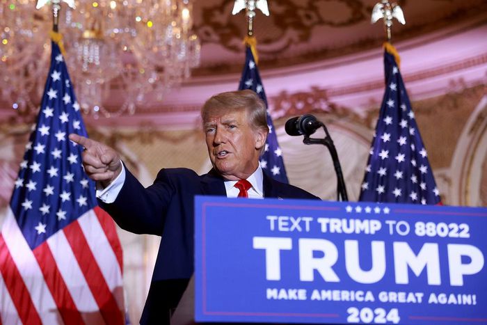 Former U.S. President Donald Trump speaks during an event at his Mar-a-Lago home on November 15, 2022 in Palm Beach, Florida. Trump announced that he was seeking another term in office and officially launched his 2024 presidential campaign.Joe Raedle/G...