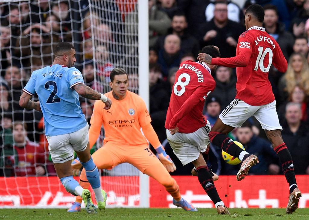 Bruno Fernandes levelled matters for Manchester United against Manchester City in the Premier League