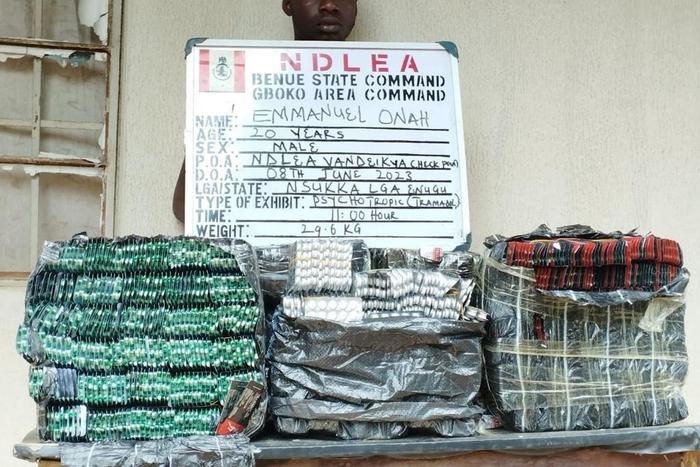 NDLEA intercepts UK-bound skunk in native black soap, tramadol pills in women hair. [NDLEA:Facebook]