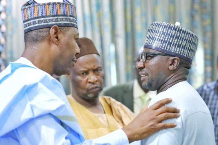 Borno State Governor Babagana Zulum and his media aide (now late) Isa Gusau [Twitter:@ZagazOlaMakama]