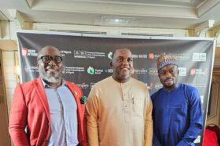Mouktar Mohammed (middle) alongside other participants during the Nigeria-France Sports Award and Gala in Paris, France [NAN]
