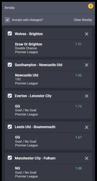 Bet9ja Premier League accumulator