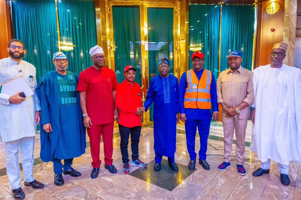 President Bola Tinubu after meeting with labour leaders in Aso Rock on Wednesday, August 2, 2023. [Presidency]