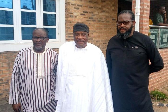 Middle, Sen. Anthony Adefuye, flanked by Mr Oyewole Diya (brother) and the deceased son, Oyefolarin Diya in black.