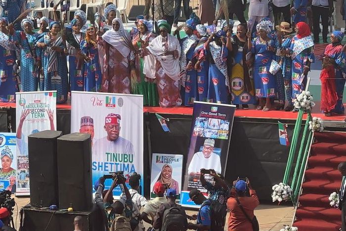 Wife of the President, Mrs Aisha Buhari flags off APC women presidential campaign in Kawar.