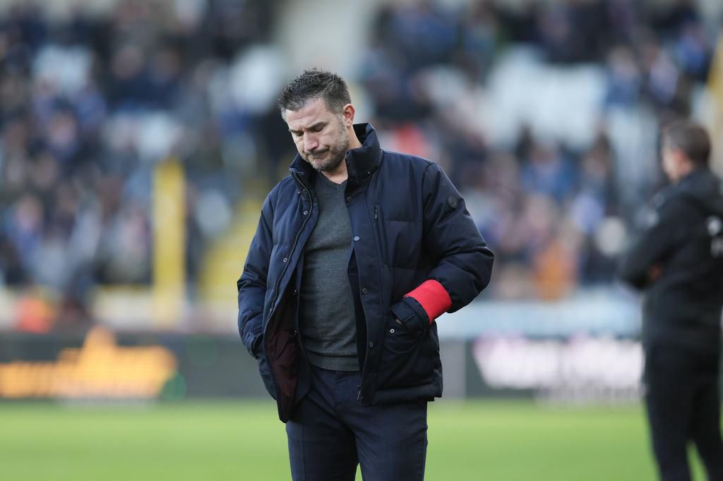 Club s head coach Carl Hoefkens looks dejected after a soccer match between Club Brugge and Oud-Heverlee-Leuven, Monday 26 December 2022 in Brugge