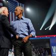 President Joe Biden greets former President Barack Obama during a 2022 midterm campaign rally in Philadelphia.Patrick Semansky/AP