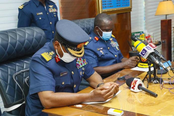 New Chief of Air Staff (CAS) AVM Oladayo Amao takes over from his predecessor, Air Marshal Sadique Abubakar. [Twitter/@CAS_IOAmao]