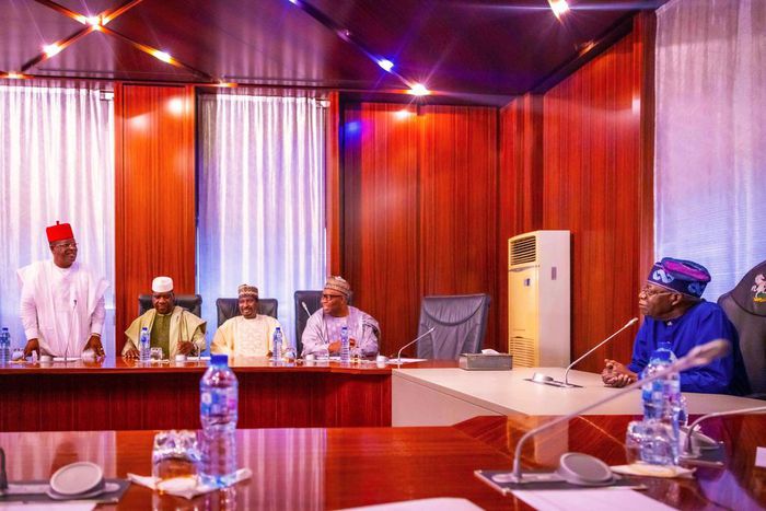 President Bola Tinubu and Senate President, Godswill Akpabio and other principal officers of the National Assembly. [Presidency]