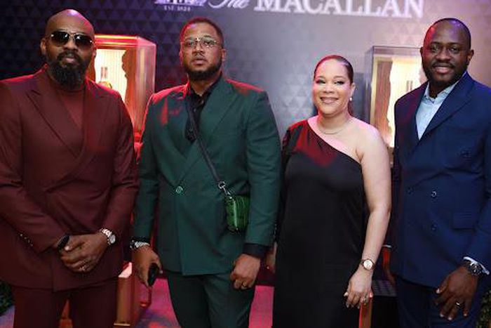 L-R: Business Partner, Paper Hospitality, Adegbe Ogbeh; Charles Oronsaye, Founder Africana Couture Nigeria; Trade Marketing Manager - The Edrington Portfolio (NBC), Tsolaye Everett-Eleoramo; and Brand Manager, Edrington Portfolio, Nigeria, Hammed Adebi...