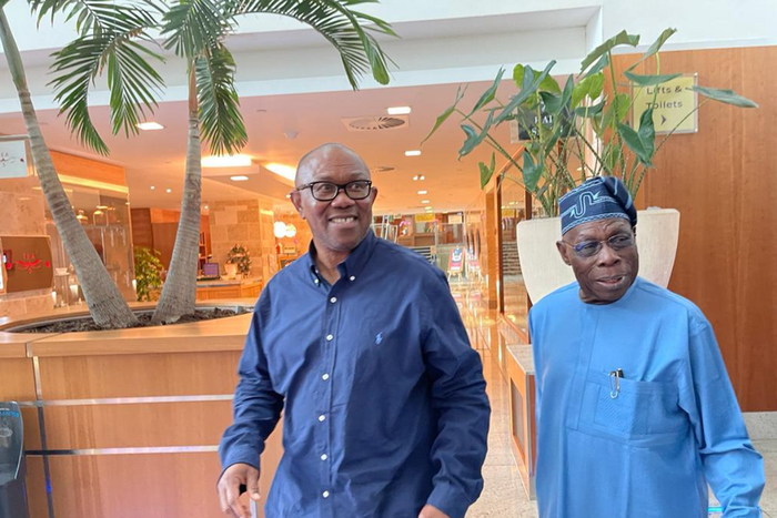 Former President, Olusegun Obasanjo and Labour Party Presidential candidate, Peter Obi.