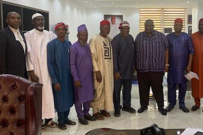 Leadership of South East Muslim Elders Council (SEMEC) during a visit to the President of Ohaneze Ndigbo, Chief Emmanuel Iwuanyanwu in Owerri [NAN]