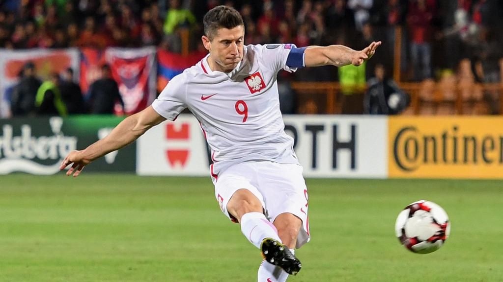 Robert Lewandowski in action for Poland