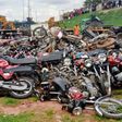 Impounded commercial motorcycles waiting to be crushed by a Join Task Force in Abuja.