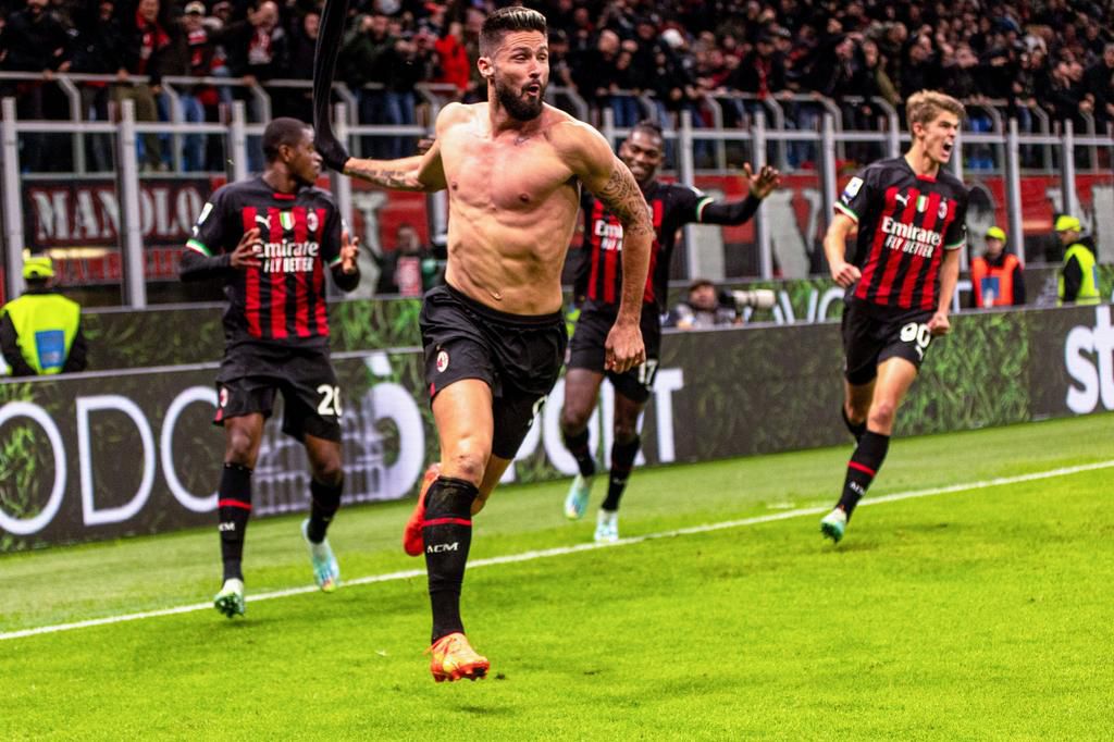 Giroud couldn't contain himself after netting the winner at San Siro.
