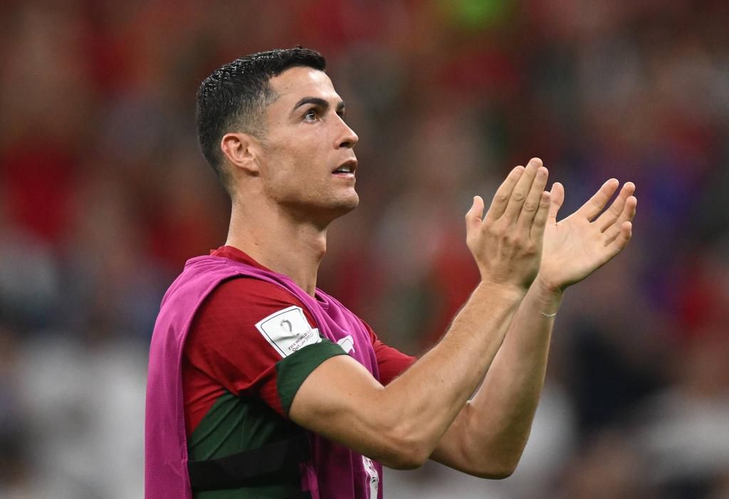 Portugal's Cristiano Ronaldo celebrates the victory in the Qatar 2022 World Cup Group H soccer match between Portugal and Uruguay on November 29, 2022.