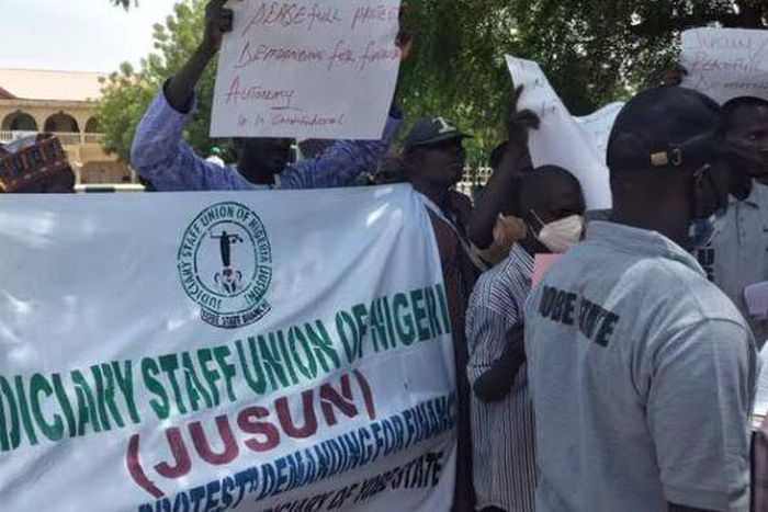 Gbenga Eludire, Chairman of the Judiciary Staff Union of Nigeria (JUSUN) Osun Chapter, voiced the workers' grievances, announcing a suspension of all services until further notice [Niche NG]