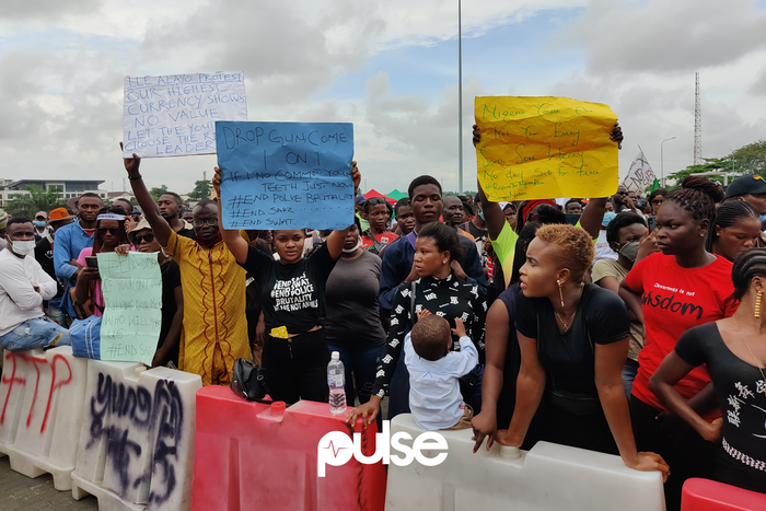 #EndSARS protesters at the Lekki Toll Gate, Lagos