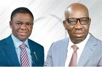 (R-L) Edo State Governor, Godwin Obaseki and his deputy, Philip Shaibu Leadership. [Leadership]