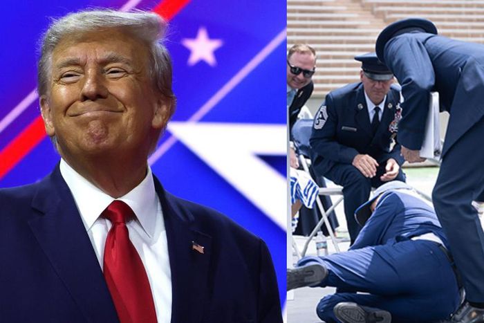 That's bad - Trump reacts as Biden tumbles on Air Force stage. [File]
