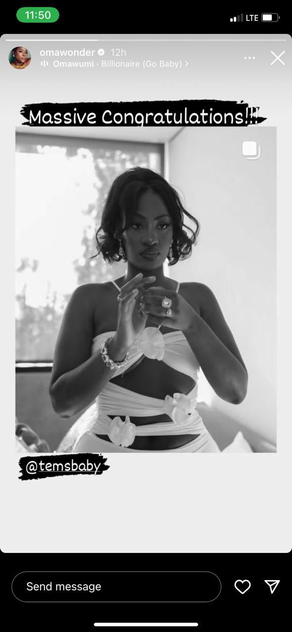 Omawumi congratulates Tems