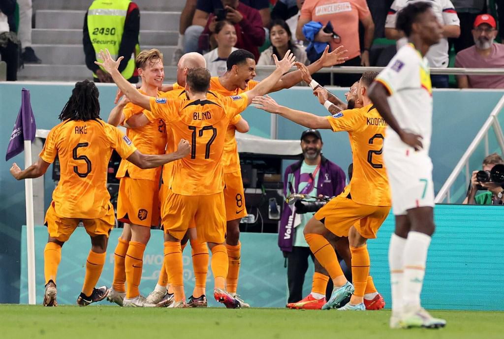 Netherlands celebrate against Senegal.