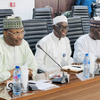 The Chairman of the Independent National Electoral Commission (INEC), Prof Mahmood Yakubu and other INEC officials during meeting with Labour Party lawyers on Monday, March 13, 2023, in Abuja. (INEC/Twitter)
