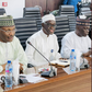 The Chairman of the Independent National Electoral Commission (INEC), Prof Mahmood Yakubu and other INEC officials during meeting with Labour Party lawyers on Monday, March 13, 2023, in Abuja. (INEC/Twitter)