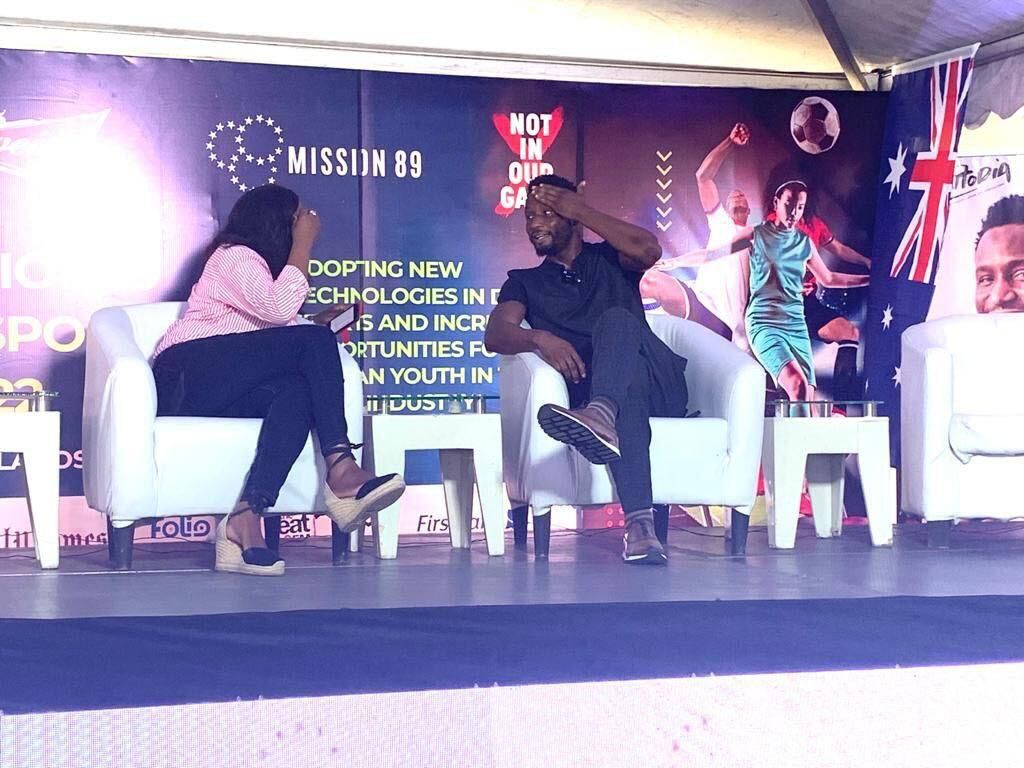 Mikel Obi with Ms Lerina Bright, Mission89 Executive Director.