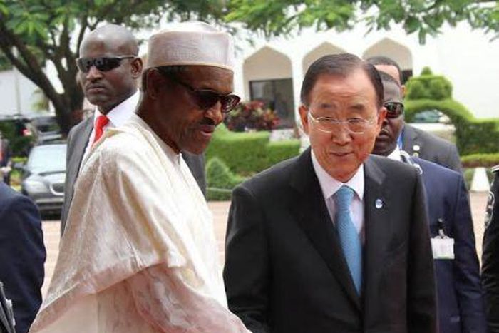 President Muhammadu Buhari meets with UN Secretary General, Ban Ki-Moon on August 24, 2015.