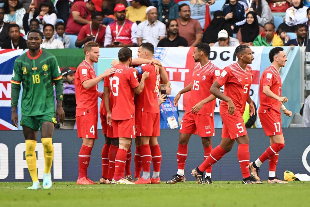 Switzerland celebrate against Cameroon