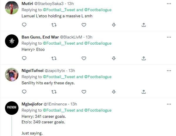 Fans react on social media to Samuel Eto'o's statement on Thierry Henry