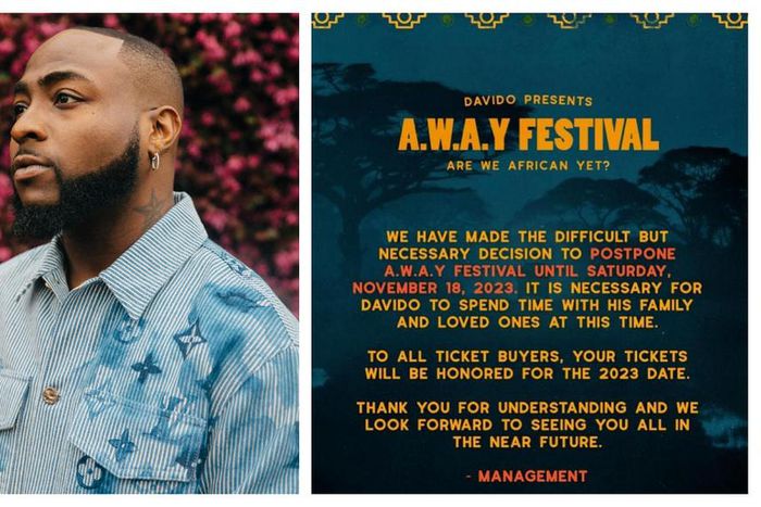 Davido's AWAY Festival postponed
