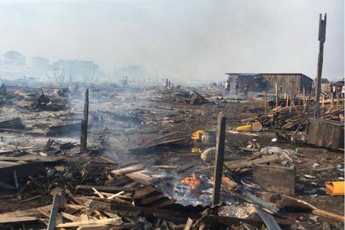 Okobaba plank market in Ebutte Metta guts fire again. [BBC]