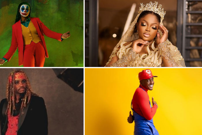 From left to right and top to bottom: Fashion looks of Nse Ikpe-Etim, Funke Akindele, Jide Kene Achufusi and Timini Egbuson at the premiere of A Tribe Called Judah