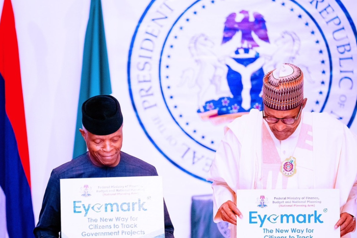 Buhari inaugurates Eyemark to empower citizens to monitor capital projects in realtime. [Twitter:Stephen Angbulu]