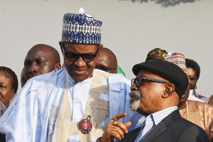 President Muhammadu Buhari and Sen Chris Ngige (Premium Times)