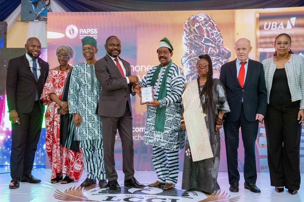 L-R: Head, Corporate & Other Collections, Abubakar Sanni; Honorary Life Vice President, Shade Bembatoum Young; Deputy President, Lagos Chamber of Commerce and Industry(LCCI), Gabriel Idahosa, FCA; Deputy Managing Director, United Bank for Africa, Muyiw...
