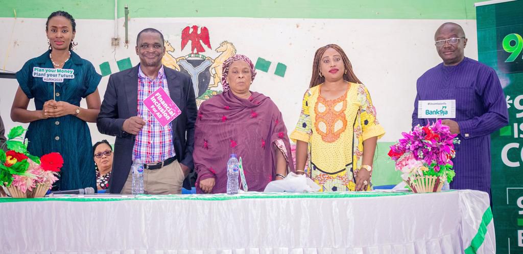 L-R: Head, Human Resources 9 Payment Service Bank, Alex Ohai; Executive Director Finance and Banking Operations 9PSB, Nasiru Isyaku;  Director Co-curricular Division FCT Secondary Education Board (SEB), Hajia Fatima Gambo Babba; Assistant Director Co-C...