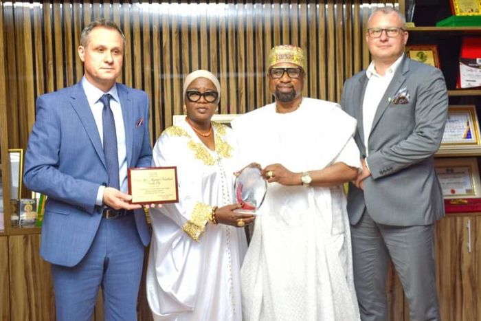 President Bola Tinubu's daughter, Folashade Tinubu-Ojo (middle) with the Ogun-Guangdong Free Trade Zone (OGFTZ), Dr Abbey Onas.