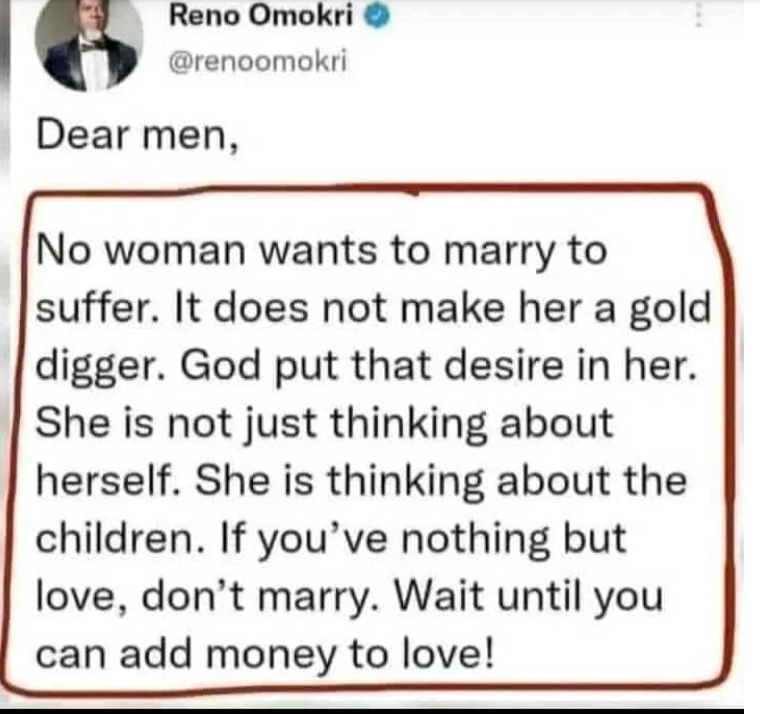Reno Omokiri's advice
