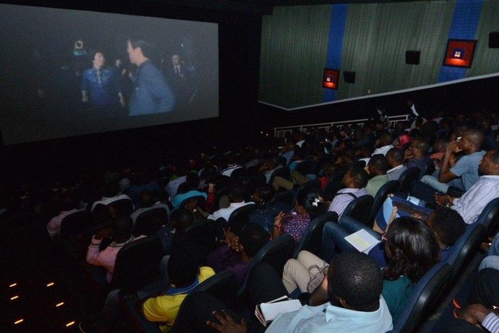 Movie lovers at Ozone Cinemas, E-Centre, Yaba
