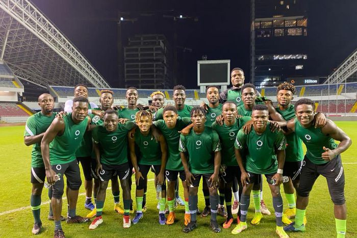 The Super Eagles B in training before the match.