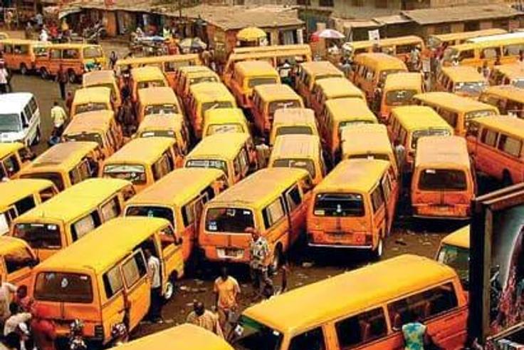 A picture of commercial buses parked indiscriminately in Lagos [NAN]